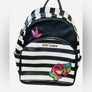 Betsey Johnson Belle Rose Striped Backpack